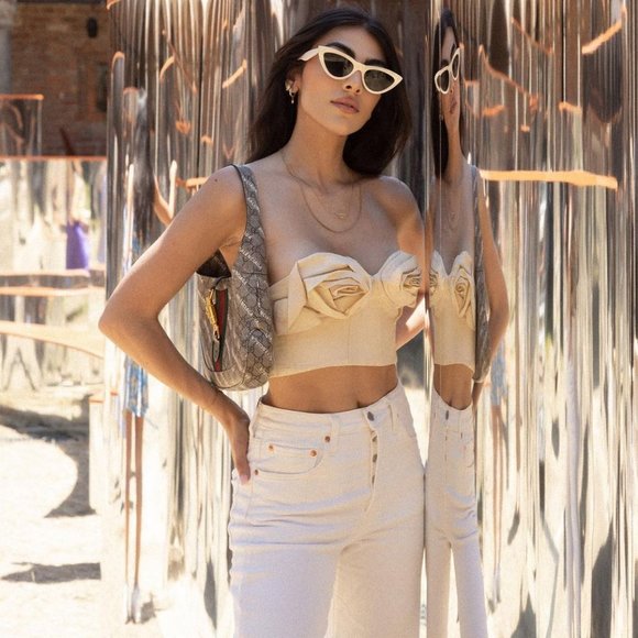 BLOGGER'S FAVE! Zara Floral Bustier Top Sand NWT - Picture 9 of 17